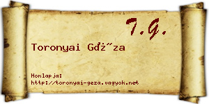 Toronyai Géza névjegykártya